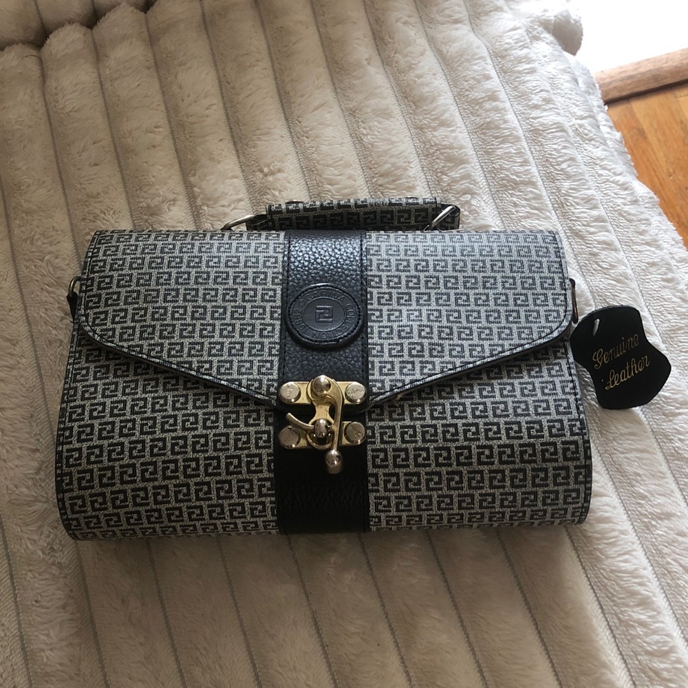 Sondra Roberts Black and Gray Patterned Satchel